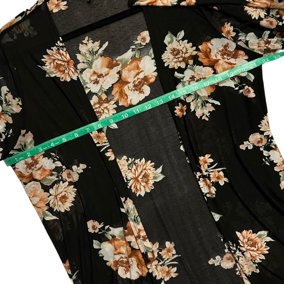 FASHION NOVA Black Floral Semi-Sheer Mesh Duster Cardigan 2X - Picture 10 of 12